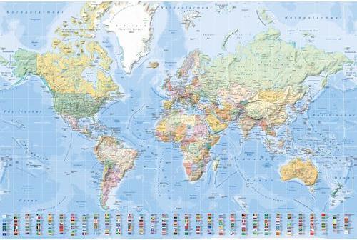 Image du produit Isostrade Carte du monde avec drapeaux (91,5 x 61 cm)