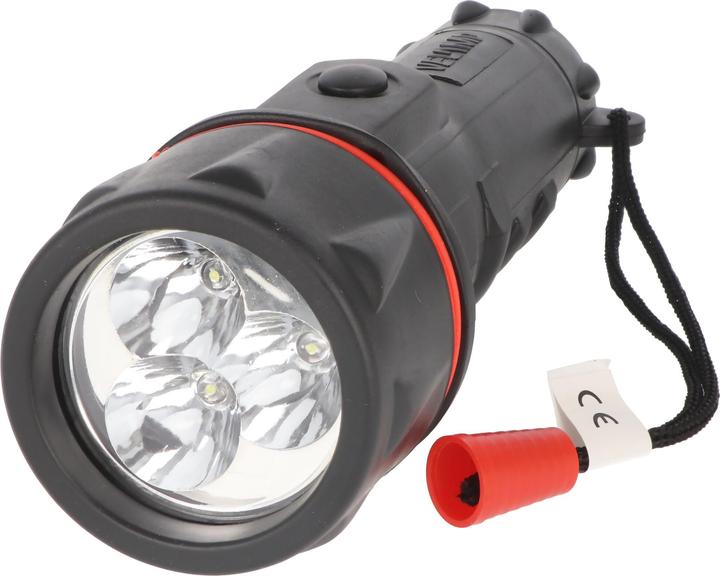 Velamp LED Gummi-Taschenlampe, 3 LEDs, wasserdicht, mit Handschlaufe, Lieferung ohne Batterien (20.50 cm, 12 lm)