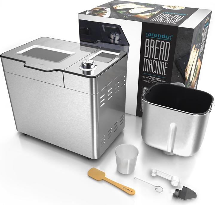 Produktbild Arendo Brotbackautomat, 25 Programme, 550 W, Brotbackmaschine, automatisches Zutatenfach, 1 kg Kapazität