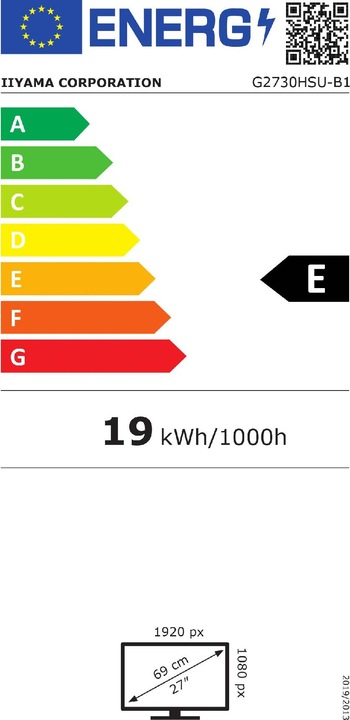 Energy Label iiyama G-Master G2730HSU-B1 (1920 x 1080 pixels, 27")