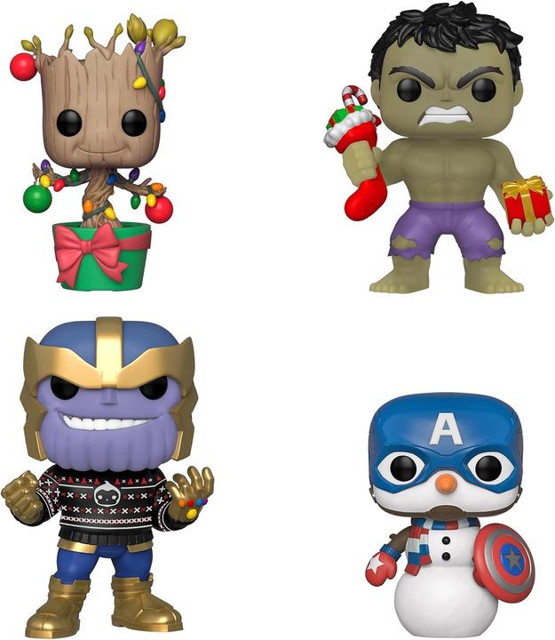 Produktbild Funko Pop! Marvel Xmas 4 Pack (Hulk/Groot/Cap/Thanos) Excl