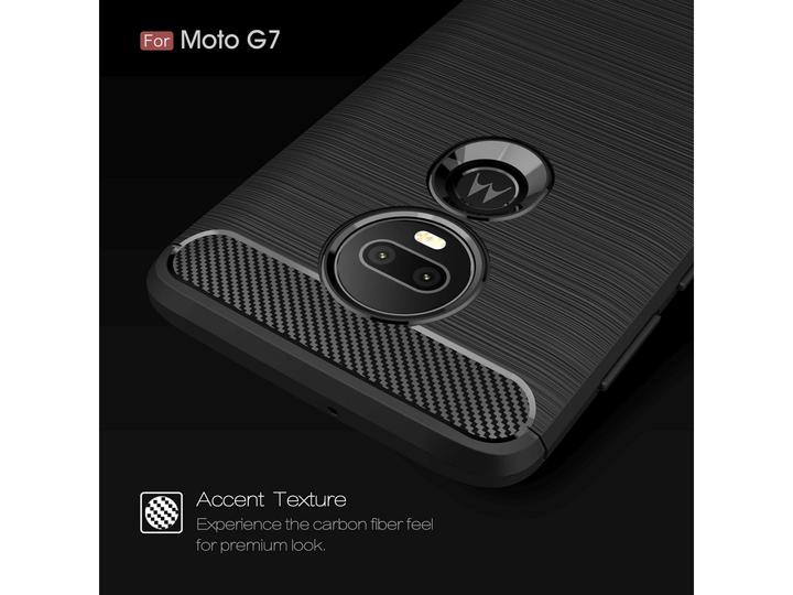 Produktbild Screenguard Motorola Moto G7 Plus Hülle Carbon Brushed Soft TPU (Motorola Moto G7 Plus)