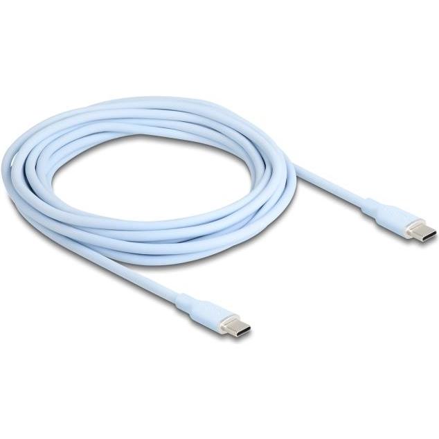 Delock 81236 - USB 2.0 Kabel USB Type-C Stecker zu Stecker PD 3.0 60 W 4 m blau Silikon (4 m, USB 2.0), USB Kabel
