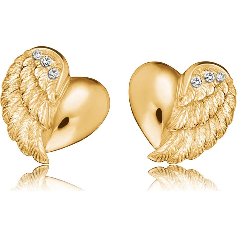 Engelsrufer, Ohrringe, Ohrstecker Herzflügel Gold, (Silber 925)