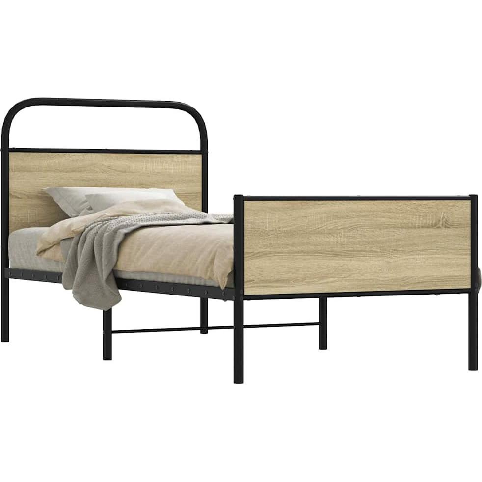 VidaXL, Bett, Bettgestell ohne Matratze 140x200 cm Sonoma-Eiche Holzwerkstoff (140 x 200 cm)