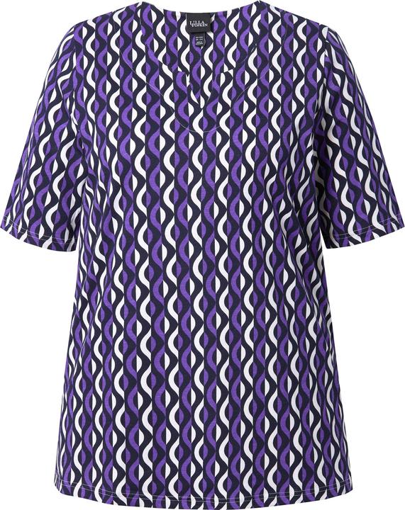 Actual product image Ulla Popken Geometric Print Short Sleeve Split Neck Tee (42, 44)