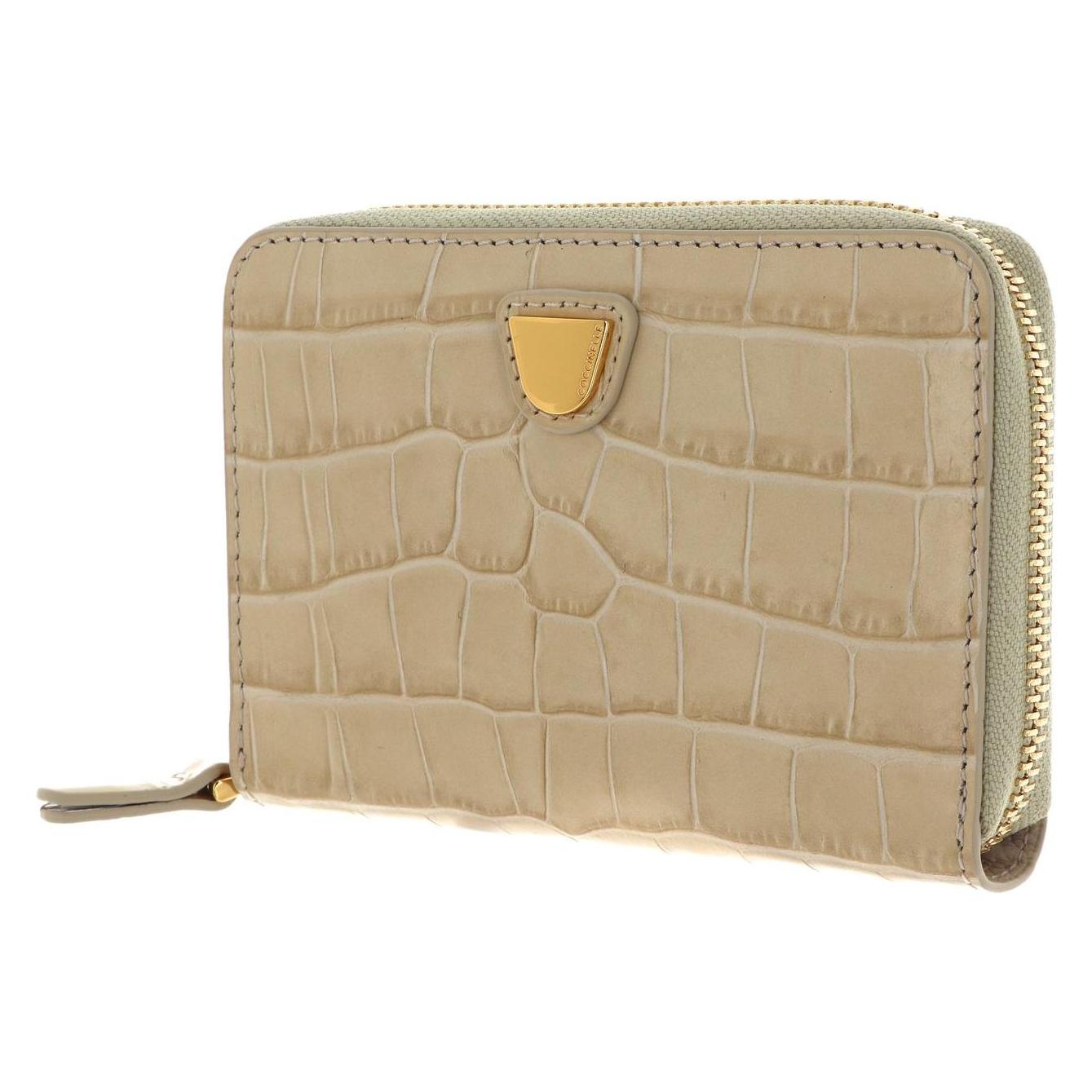 Coccinelle, Damen, Portemonnaie, Lucilla Croco Shiny Soft Zip Around Wallet, Weiss