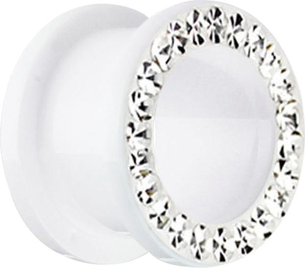 Immagine prodotto Star Piercing Tunnel bianco carne con argento cristallo e strato protettivo epossidico (Materiale sintetico, senza ottone)