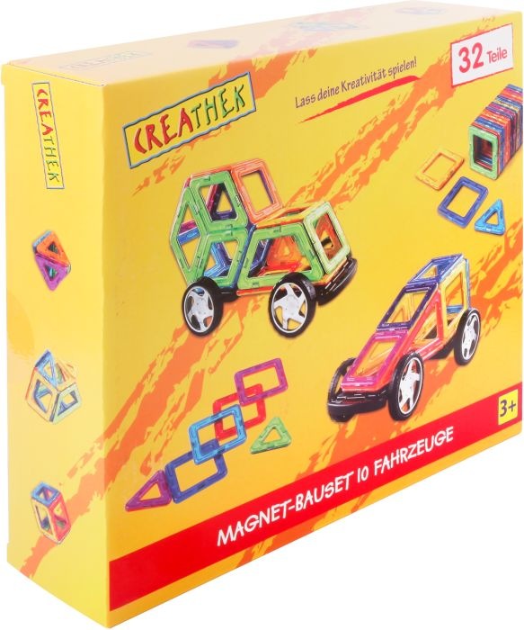 Actual product image Creathek CR magnet construction set with wheels, 32 parts
