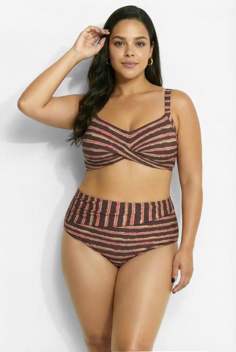 Immagine prodotto Ulla Popken Bikini, Streifenmix, drapiert, Softcups, recycelt (46)
