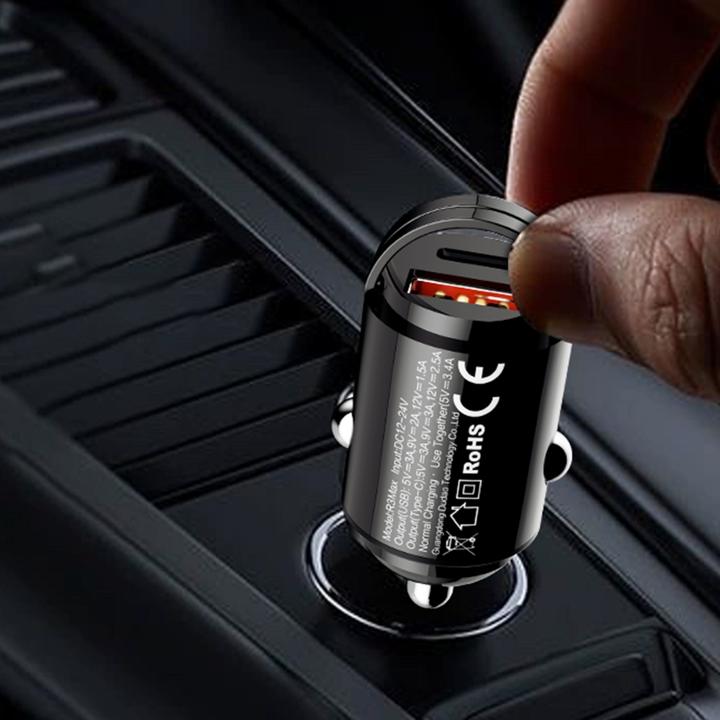 Actual product image Dudao R3MAX USB + USB-C 48W Car Charger