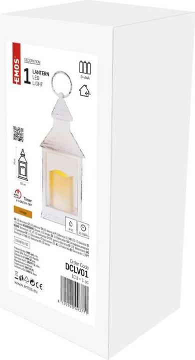 Produktbild Emos LED Dekoration – Laterne antik weiss blinkend, 3x AAA, Innen, Vintage, Timer