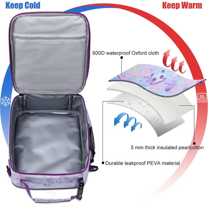 Produktbild Only-Bags.Store Isolierte Lunchbox-Tasche für Kinder, thermische Picknick-Kühltasche mit verstellbarem Gurt