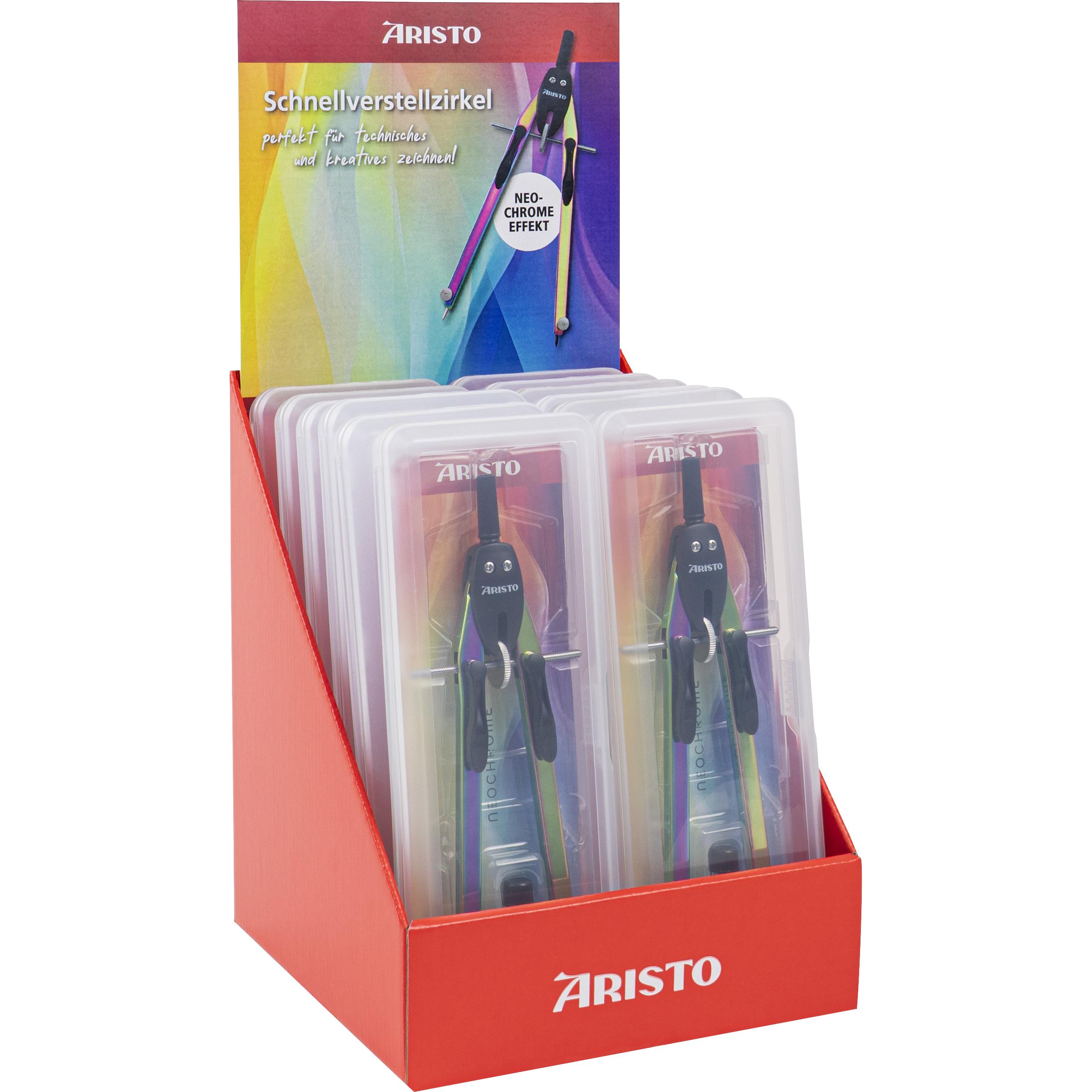 Aristo Display 12 pc. Neochrome BTS rapid adjustment compass in a plastic case, Compasso, Multicolore