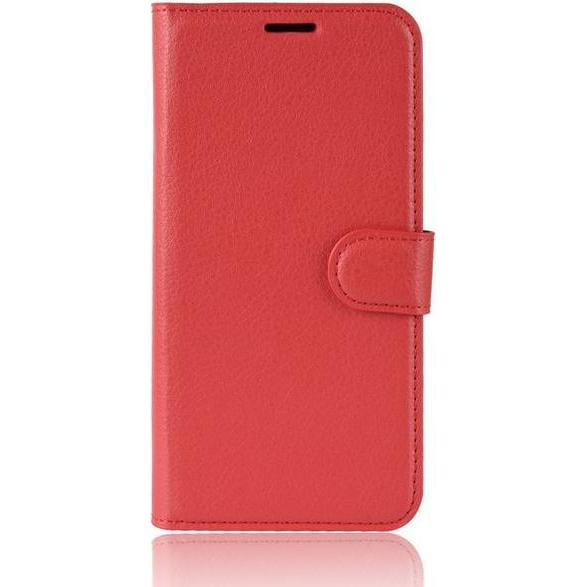 MU Classic Litchi Leder Bookcover Series (OnePlus 7 Pro), Smartphone Hülle, Rot