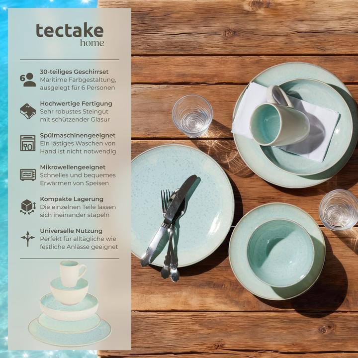Actual product image tectake Mare tableware set in stoneware, for 6 people (30 pcs.)