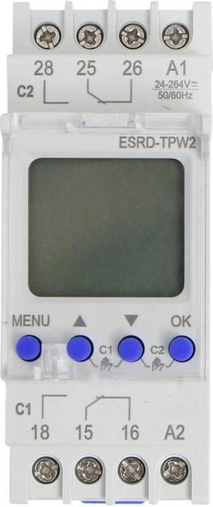 Immagine prodotto Counttec Timer per guida top-hat ESRD-TPD2 2 contatti di commutazione 16 A 250 V/AC Multif
