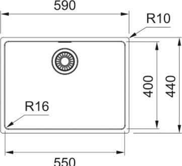 Actual product image Franke Spüle Maris MRX 110-55 CRNI (Undermount sink, 44 cm, 59 cm)