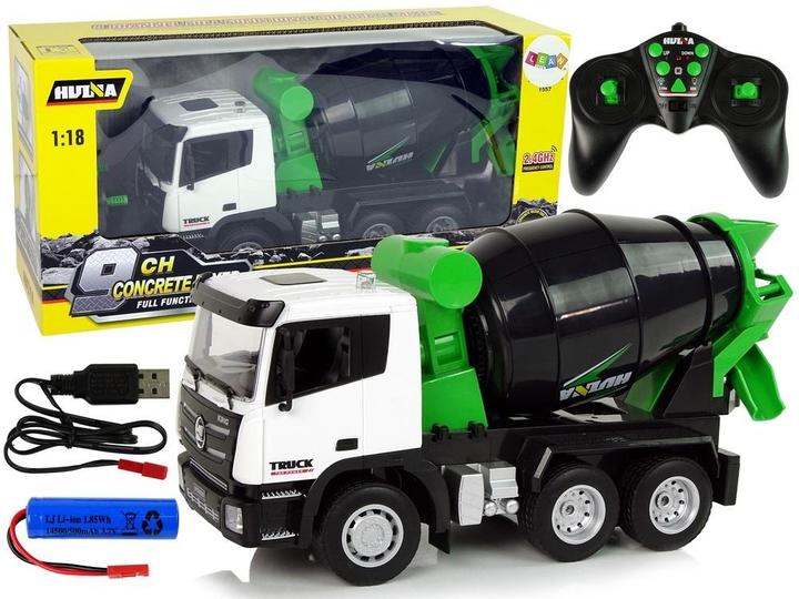 Produktbild Lean Toys Lean Cars Betonmischer ferngesteuert 1:18 Black Huina 2.4G rotierender Eimer