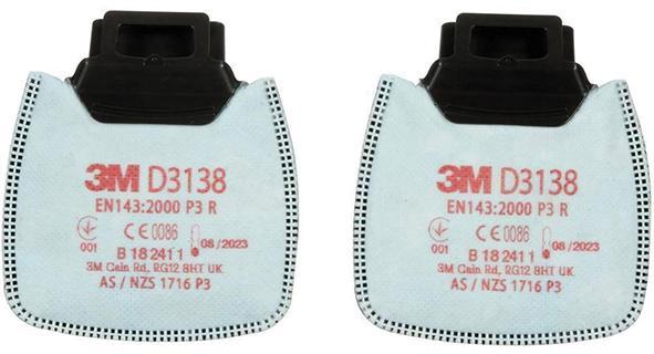 Actual product image 3M Round particle filter D3138 EN143:2000/A1:2006 P3R suitable for Secure Click series (P3 R, 2 x)