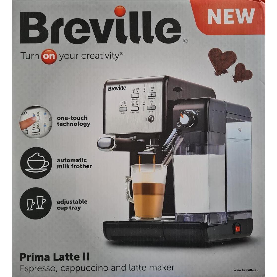 Breville VCF108X PrimaLatte II Kaffee- und Espressomaschine, für Kaffeepulver oder Pads geeignet,..., Siebträgermaschine...