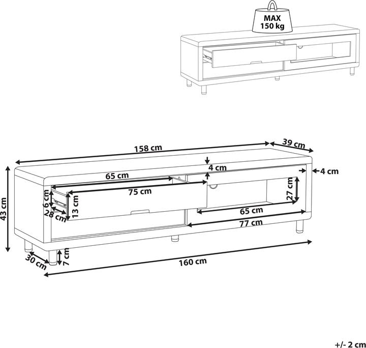 Produktbild Beliani Pemborke (158 x 39 x 43 cm)