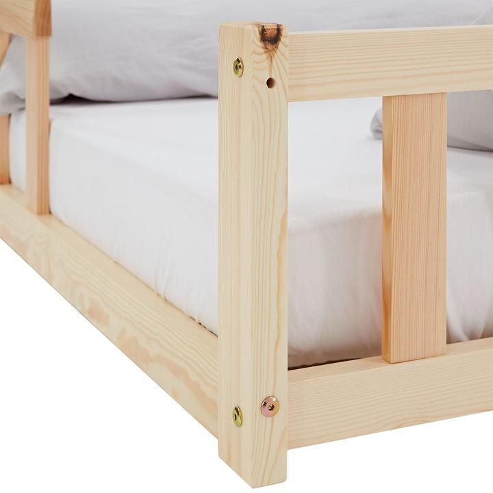 Produktbild Homestyle4u Kinderbett mit Matratze Lattenrost & Rausfallschutz (120 x 200 cm)