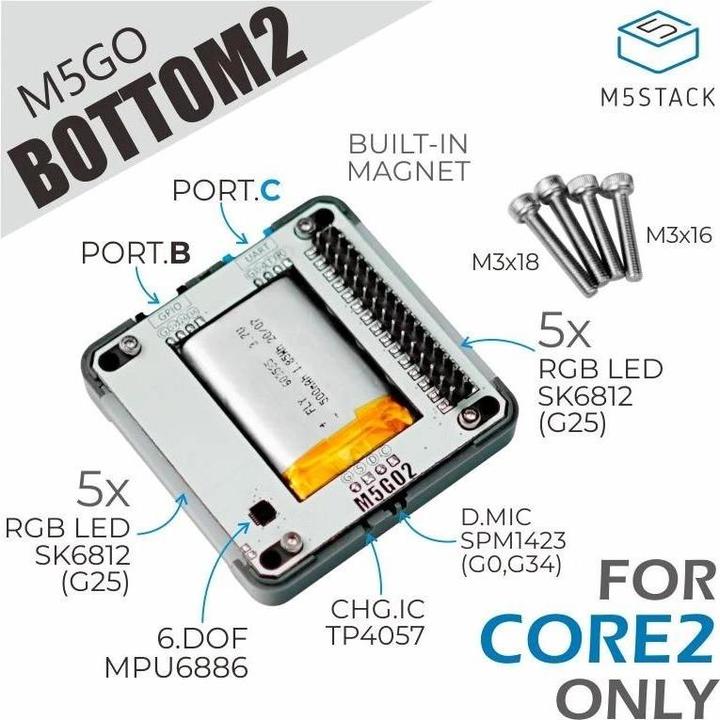 Immagine prodotto M5Stack Batteria M5GO base 2 per Core2
