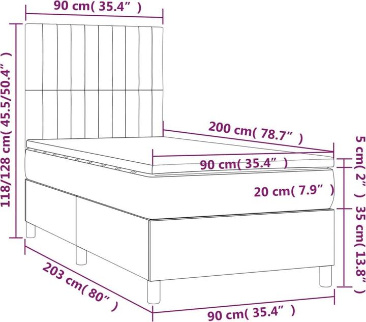 Produktbild vidaXL Boxspringbett (90 x 200 cm)