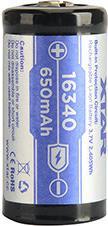 Actual product image Xtar 16340 650mAh battery with protection (1 pcs., 16340, 650 mAh)