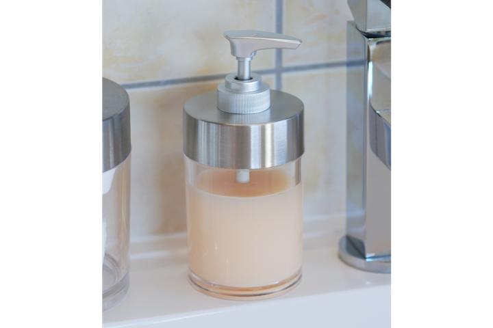 Immagine prodotto Dispenser di sapone, acrilico/acciaio inossidabile Altezza 15 cm, Ø 6,7 cm