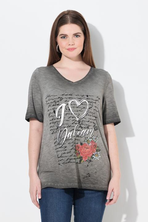 Produktbild Ulla Popken T-Shirt, Trachtenmotiv, Classic, V-Ausschnitt, Halbarm (60)