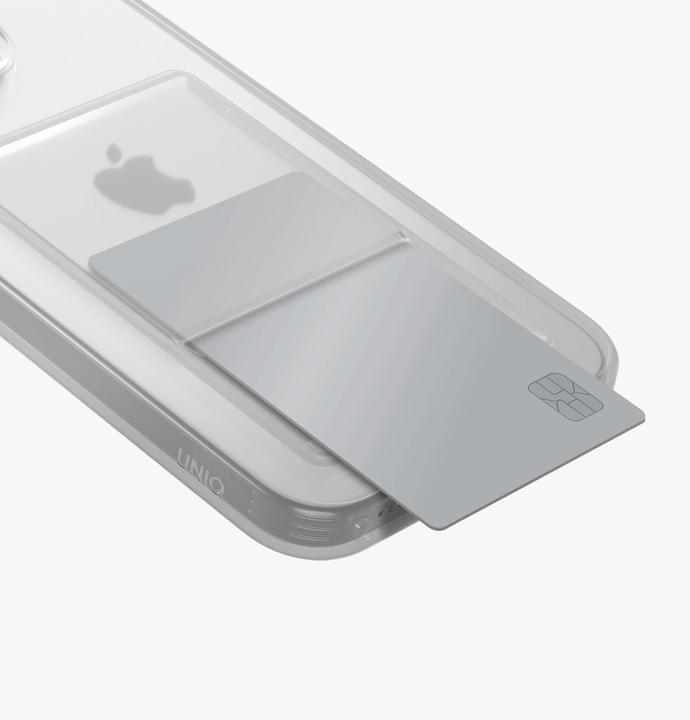 Actual product image Uniq etui Air Fender ID iPhone 15 Pro 6.1" nude transparent Cardslot (Apple iPhone 15 Pro)