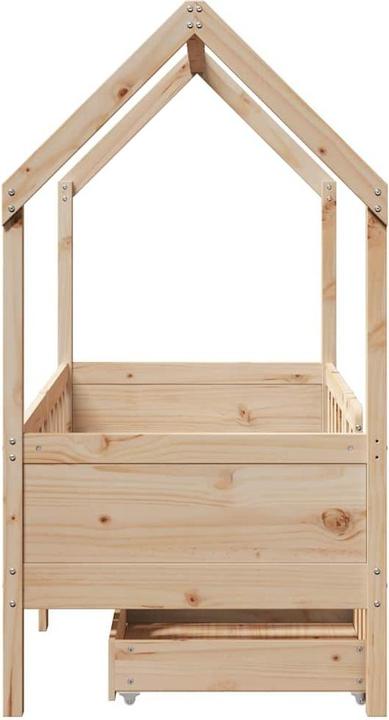 Produktbild vidaXL Kinderbett Hausbett Holzbett mit Schubladen 80x160cm Massivholz Kiefer (80 x 160 cm)