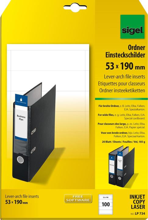 Actual product image Sigel PC insertion labels