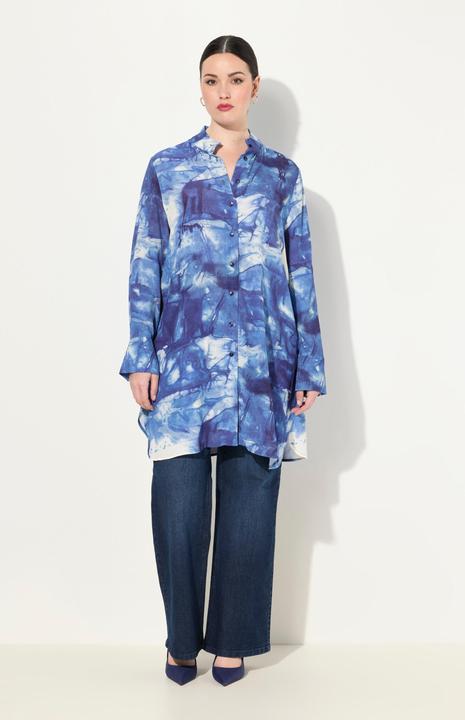 Actual product image Ulla Popken Tye Dyed Long Sleeve Button Down Tunic Blouse (46, 48)
