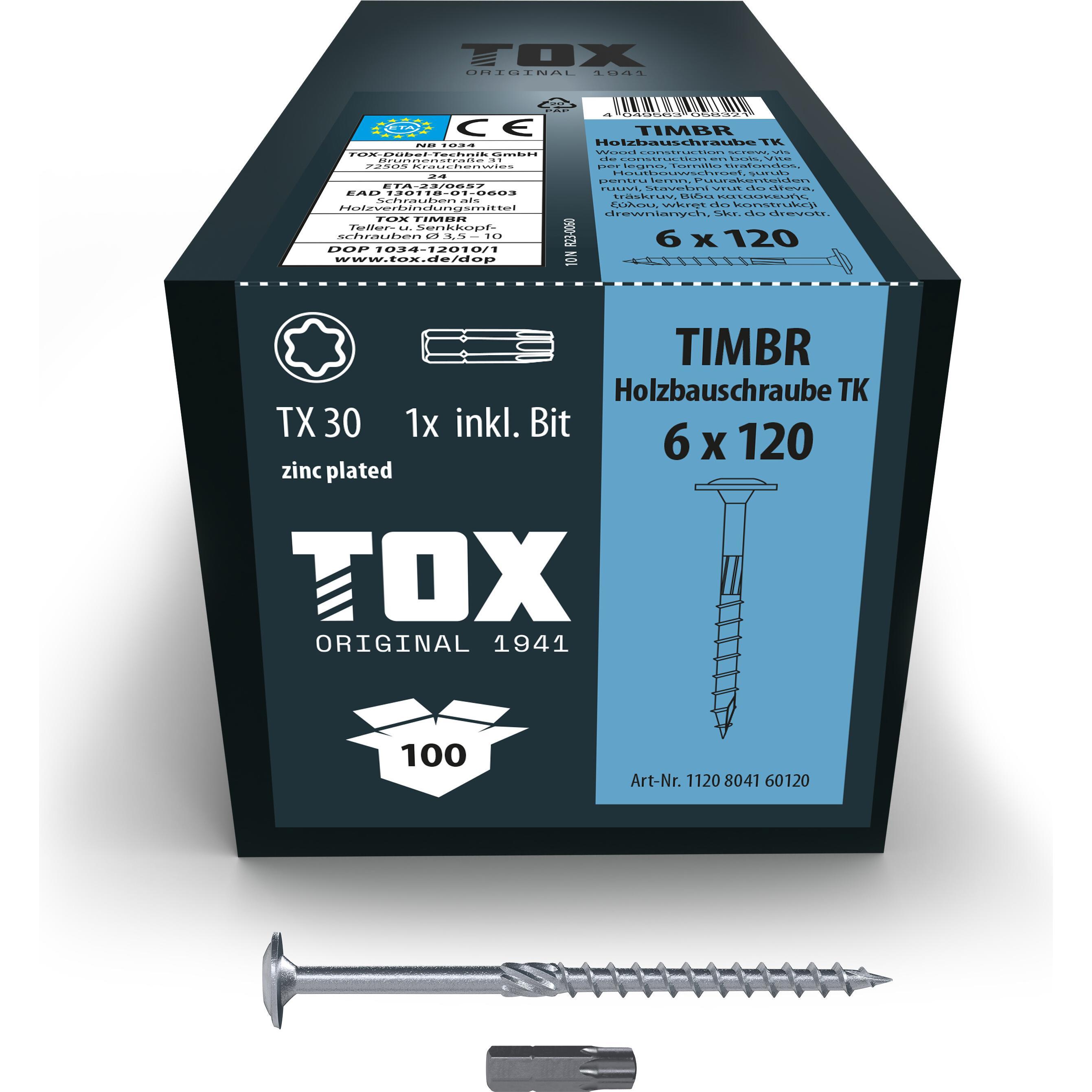 Tox, Viti, TIMBR 6,0 x 120 TK (100 pz.) (100 Viti per pezzo)