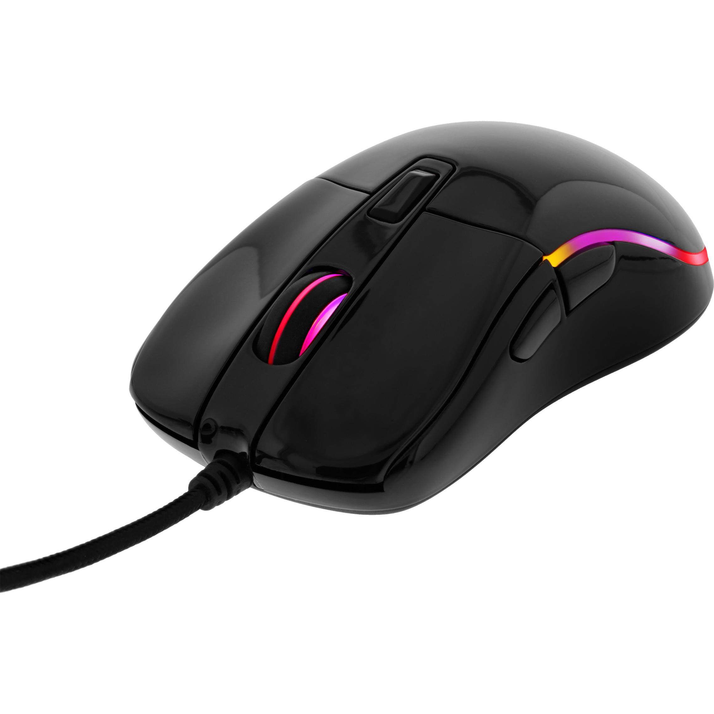 Deltaco RGB USB Gaming Maus in Hochglanz-Optik (Kabelgebunden), Maus, Schwarz