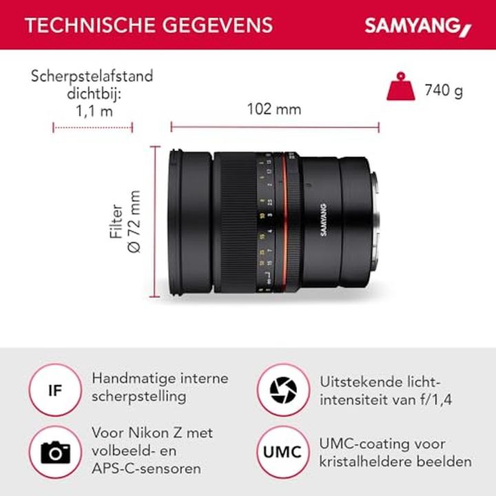 Produktbild Samyang 85mm f/1.4 Nikon Z (Nikon Z, Vollformat)