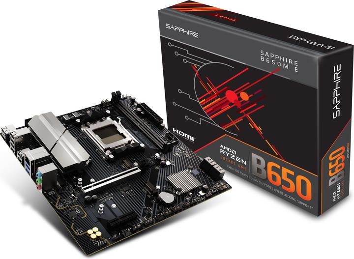 Productafbeelding Sapphire B650M-E 1xHDMI 1.4 1xDP 1.2 (AM5, AMD B650, mATX)