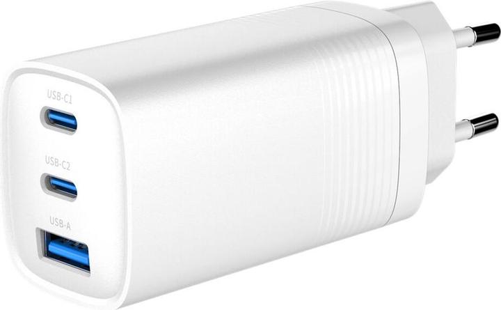Image du produit Gembird Chargeur de distribution d'énergie 1xA 2xC GaN Blanc (65 W, 3 ports)