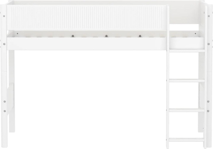 Actual product image Flexa WHITE mittelhohes Bett mit Rillen und gerader Leiter, 90x200 cm, Weiss (90x200)