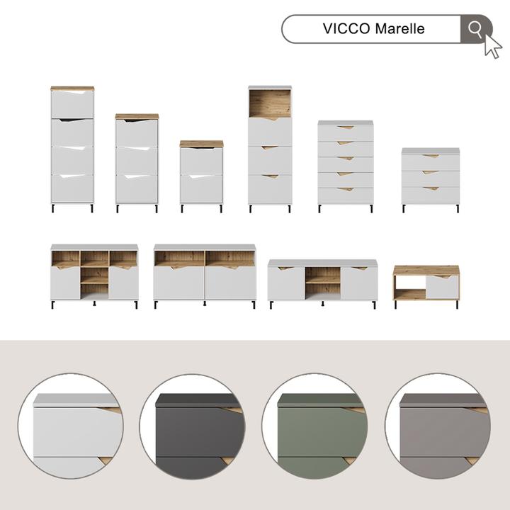 Image du produit Vicco Kommode Marelle, Grau/Artisan, 60 x 169.5 cm mit 4 Fächern (60 x 38 x 169.50 cm)