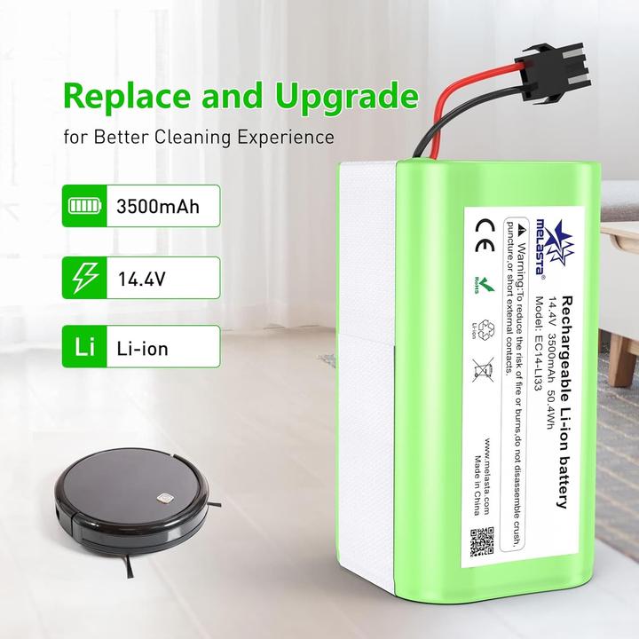 Actual product image Melasta 14.4 V 3500 mAh Li-Ion replacement battery for Tesvor X500
