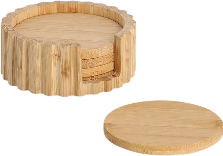 Actual product image Zeller Present Glasuntersetzer-Set Bambus 6-teilig ø 12x4.7 cm (1x, Glass coaster)