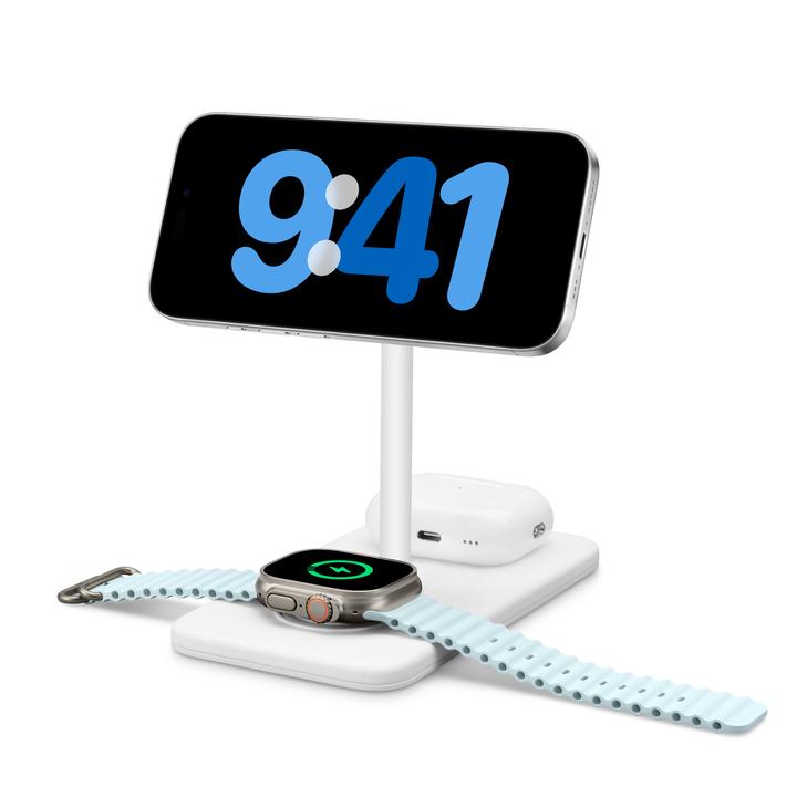 Immagine prodotto TwelveSouth HiRise 3 Deluxe - Qi2 stehendes kabelloses Ladegerät für drei MagSafe-Geräte (15 W)