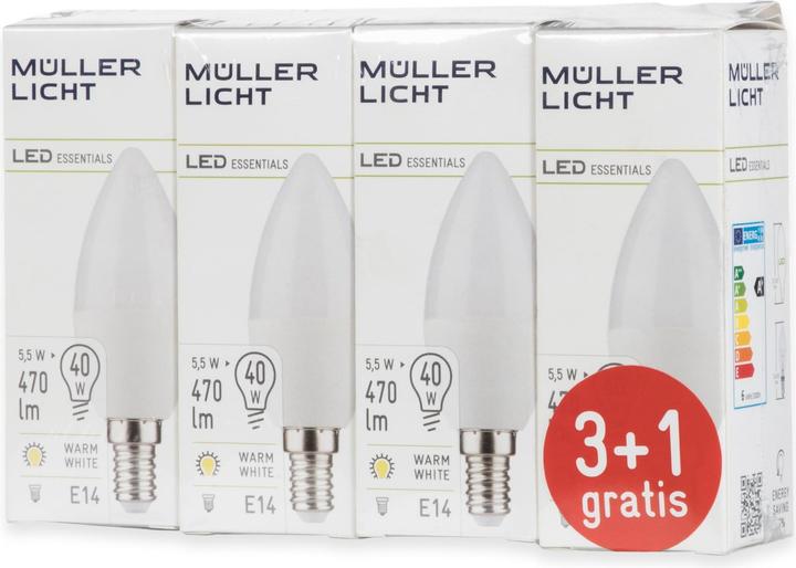 Produktbild Müller Licht LED E14 Kerzenform 5.5 W = 40 (E14, 5.50 W, 470 lm, 4 x, F)