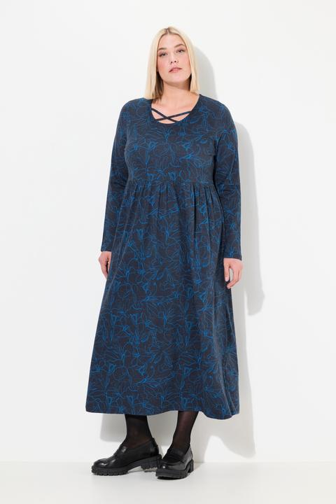 Actual product image Ulla Popken Leaf Print Long Sleeve Jersey Dress (42, 44)