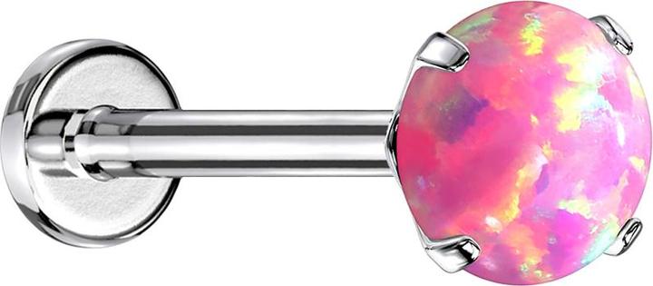 Produktbild Star Piercing Micro Threadless Labret silber Opal pink gefasst (ohne Messing, Chirurgenstahl 316L)
