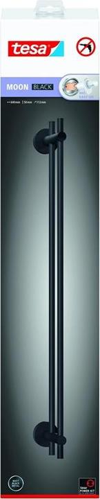 Actual product image tesa MOON BLACK double towel rail incl. adhesive solution without drilling